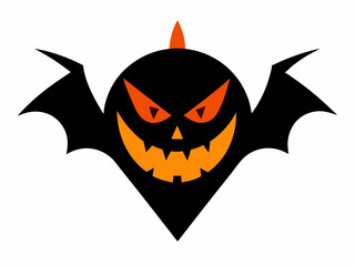 set of Halloween pumpkin with bat style vector silhouette 