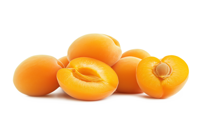 PNG, Cut apricots isolated on a transparent background