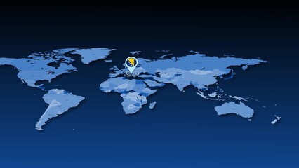 Digital World Map with Location Pin on Europe © SorynxFX