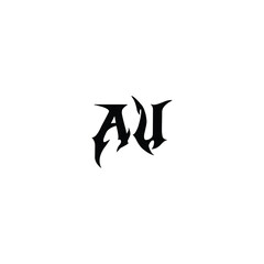 AU monogram logo design letter text name symbol monochrome logotype alphabet character simple logo