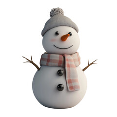Adorable Snowman with Plaid Scarf and Grey Hat
チェック柄のマフラーとグレーの帽子を着けたかわいい雪だるま