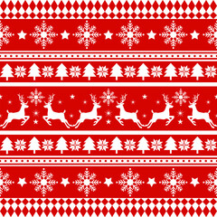 Christmas cardigan with a loop knit design is featured. Christmas seamless pattern. Snow winter with deer. Merry christmas greeting 