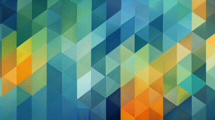 Obraz premium Abstract Geometric Pattern with Blue, Green, and Orange Triangles