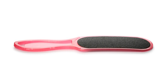 Obraz premium Pink foot file on white background. Pedicure tool