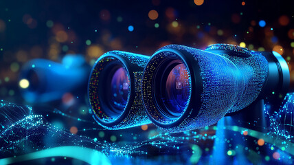 Digital blue binoculars technology, binoculars vision generated.AI