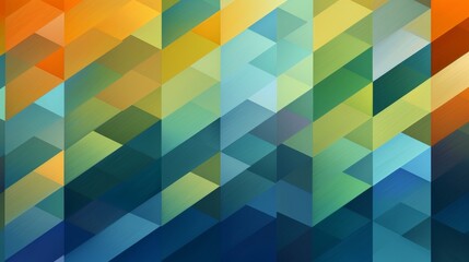 Obraz premium Abstract Geometric Pattern with Orange, Yellow, Green, Blue, and Teal Triangles