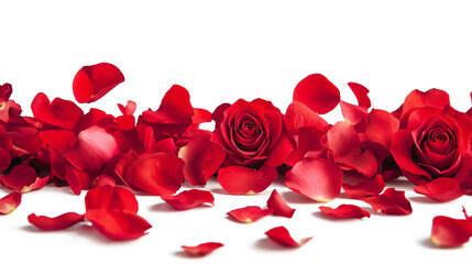 PNG, falling red valentines rose petals isolated on a transparent background