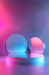 Obraz premium 3D Rendered Podium with Chrome Finishes and Glowing Elements