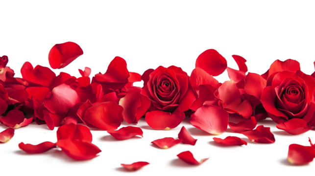 PNG, falling red valentines rose petals isolated on a transparent background - Powered by Adobe