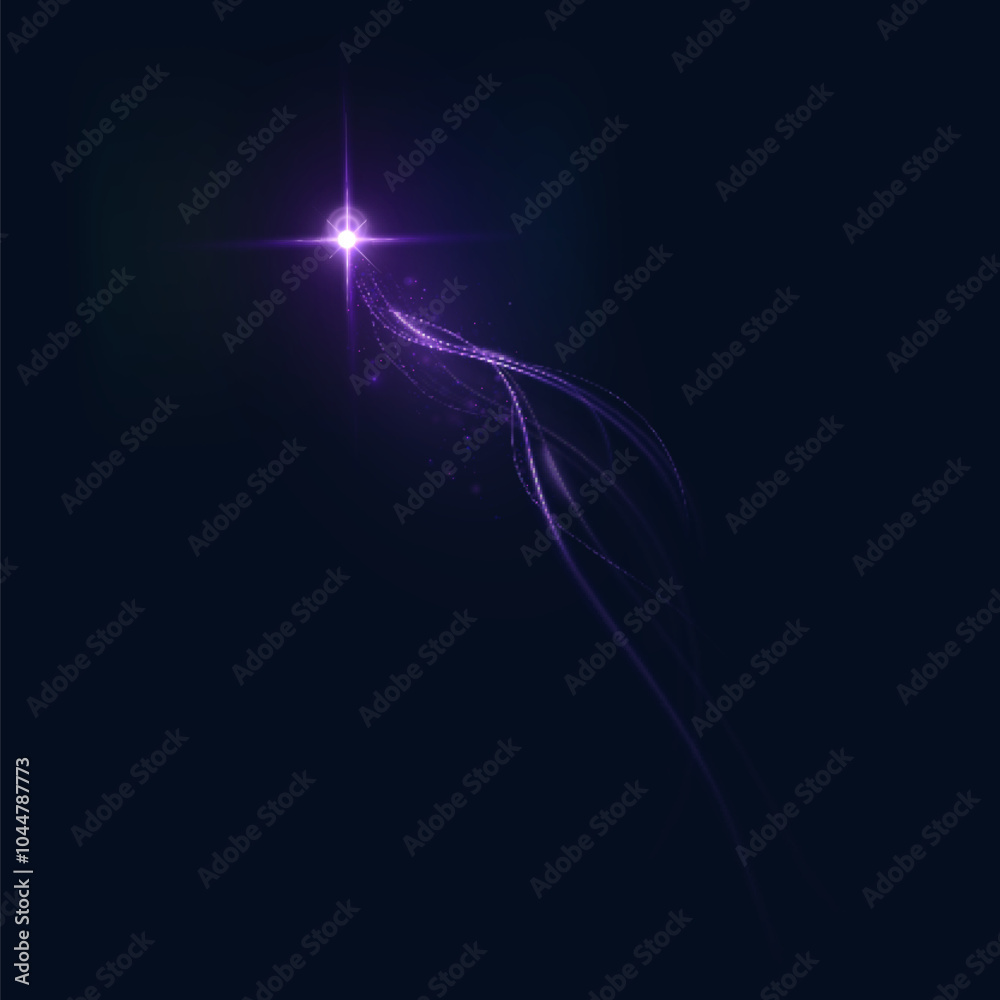 Aufkleber purple magic comet light effect with many sparkling bokke and shimmering light effects. magic purple