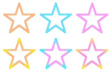 ネオンのフレーム　星　スター　セット　枠　キラキラ　飾り　素材　光る　光線　ライト　おしゃれ　ポップ　シンプル　飾り罫　囲み　見出し　タイトル　あしらい　ラベル　パーツ　透過