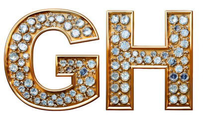 G-H Jewel texture letters G H isolated on white background luxurious typography 