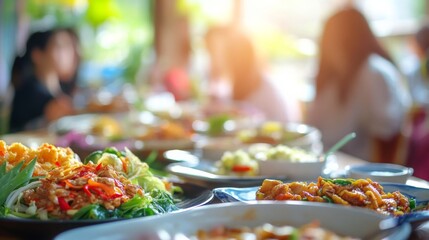 Diverse Asian Breakfast Spread in Bright Morning Light