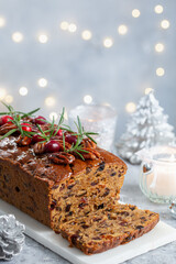 Traditional homemade Christmas fruit cake loaf