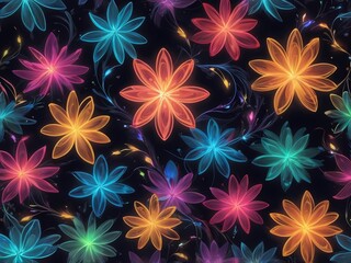 Abstract glow multicolored pattern of luminous in form of flower background