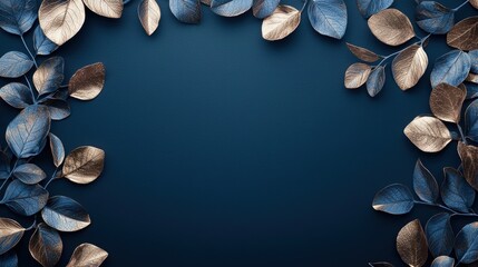 Midnight Blue Background with Leaf Frame