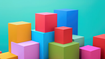 Obraz premium Colorful blocks in various shapes and sizes create vibrant and playful scene, perfect for creative business concepts and presentations