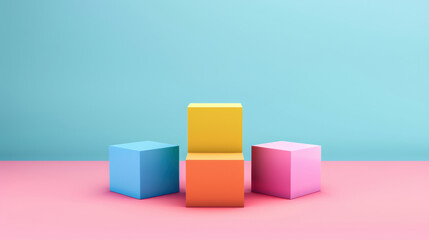 Obraz premium Colorful blocks arranged on pastel background create vibrant and playful atmosphere, perfect for creative business concepts and presentations