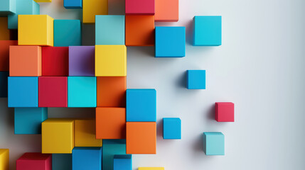 Colorful blocks create vibrant and creative business concept, showcasing playful arrangement of geometric shapes. This evokes sense of innovation and imagination