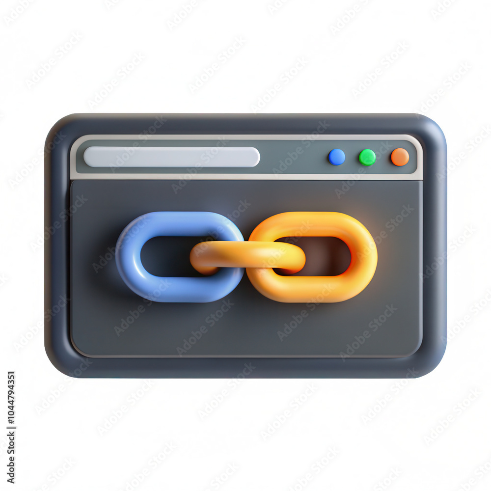Poster this 3d image features a colorful chain link icon on a dark background, symbolizing connection and u