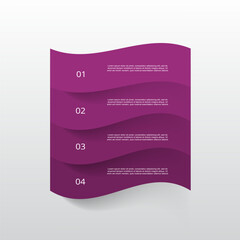 Violet infographic template with 4 steps, options, parts or processes.