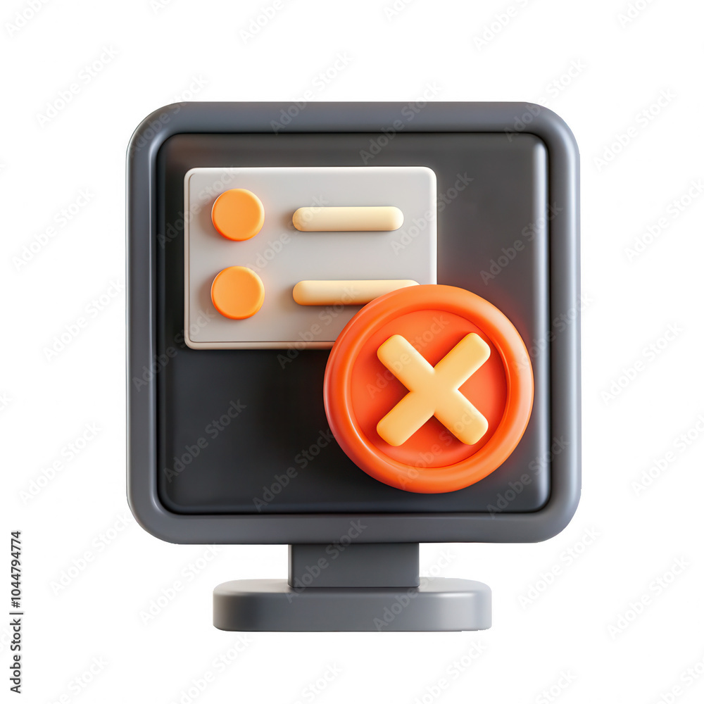 Fototapete a 3d rendered icon representing a user interface control with buttons and an exit symbol in vibrant 