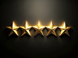 Fototapeta premium Elegant Five Star Rating Icons with Gold Decorations on a Luxurious Black Background for Premium Quality Recognition and Rating Systems