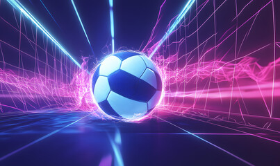Dynamic Volleyball Action with Neon Lights and Abstract Geometric Patterns for Futuristic Sports Branding