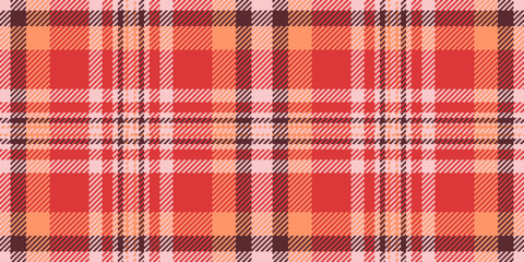 Girly texture fabric tartan, scratch background seamless textile. Graceful plaid vector pattern check in red and light colors.