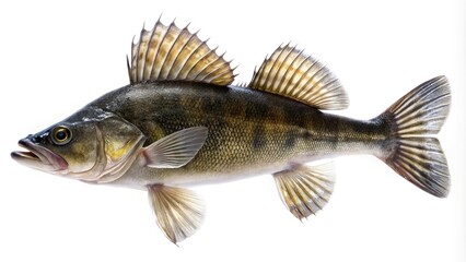 Silhouette pike perch river fish on white background