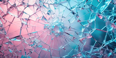 Shattered glass abstract background in pastel pink and blue colors