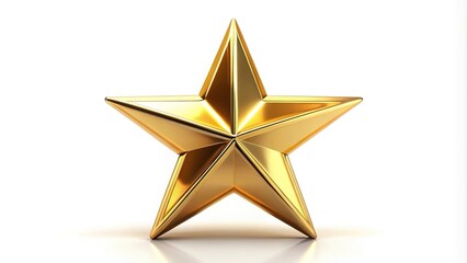 Fototapeta premium Shiny gold star isolated on white background with shallow depth of field