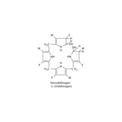 Obraz premium Stercobilinogen skeletal structure diagram.Bile pigment compound molecule scientific illustration.