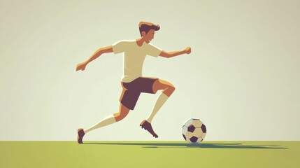 Obraz premium A soccer player in a white jersey and shorts, runs with the ball towards the goal.