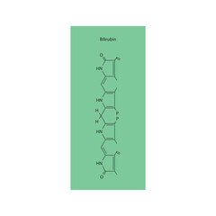 Fototapeta premium Bilirubin skeletal structure diagram.Bile pigment compound molecule scientific illustration.