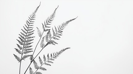 Delicate Outline of Fern on Simple Background