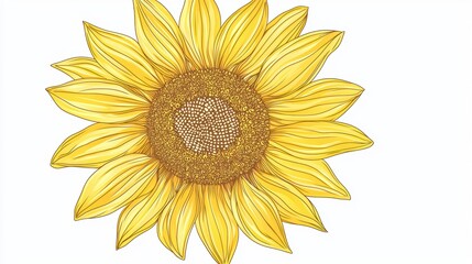 Fototapeta premium Simple Line Art of Sunflower with Yellow Petals