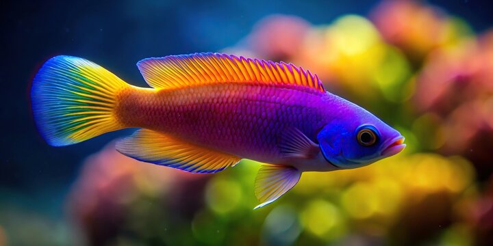 Vibrant underwater photograph of royal dottyback fish swimming