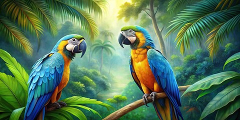 Vibrant Watercolor Illustration Blue And