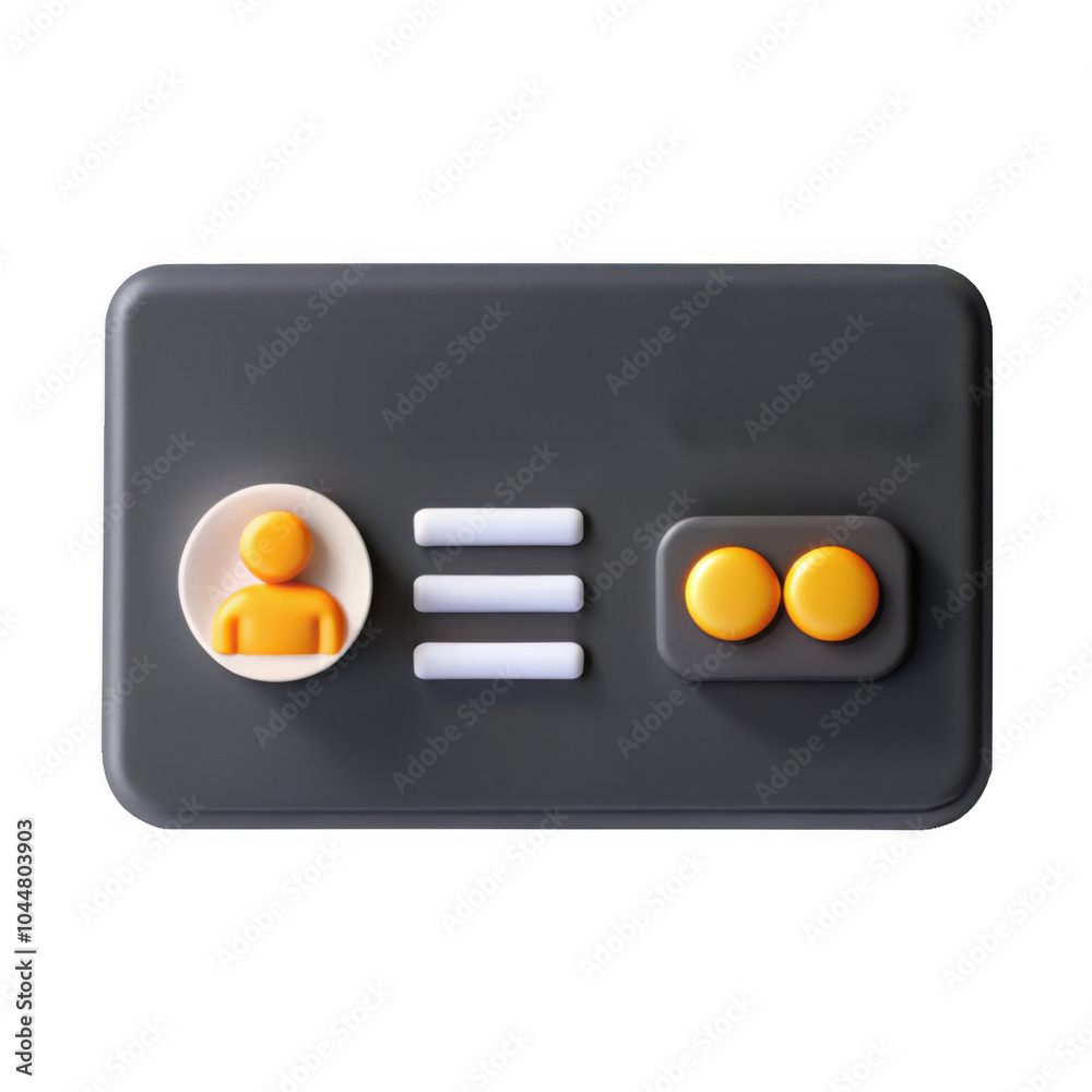 Poster this image features a 3d representation of a simplified identity card design with icons for personal