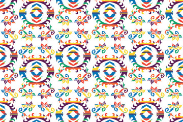 Geometric ethnic flower pattern for background,fabric,wrapping,clothing,wallpaper,Batik,carpet,embroidery style.	
