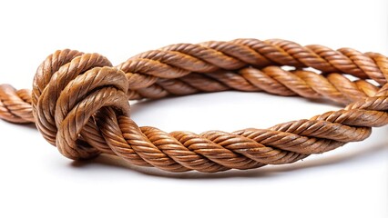 Fototapeta premium Silhouette brown leather rope isolated on white background