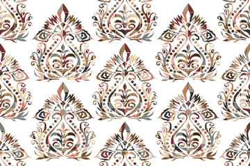 Geometric ethnic flower pattern for background,fabric,wrapping,clothing,wallpaper,Batik,carpet,embroidery style.