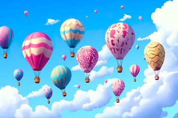 Obraz premium Whimsical Cartoon Helium Balloons with Oversized Proportions and Floating Effect