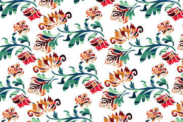 Geometric ethnic flower pattern for background,fabric,wrapping,clothing,wallpaper,Batik,carpet,embroidery style.	

