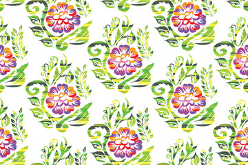 Geometric ethnic flower pattern for background,fabric,wrapping,clothing,wallpaper,Batik,carpet,embroidery style.