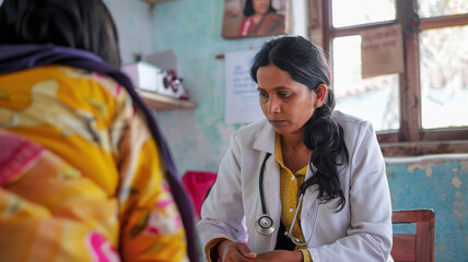 A doctor attending to a patient in a rural health clinic