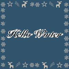 christmas greeting card christmas background with snowflakes deer trees new year christmas, winter, snow, frame, snowflake, border, holiday, illustration, decoration, design, card