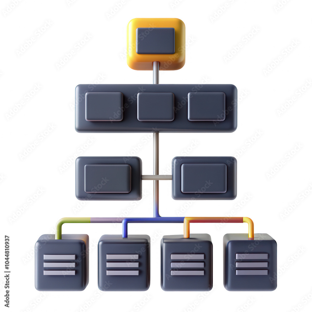 Poster a 3d render of a flowchart with colorful nodes and connections, showcasing a model in an isolated vi