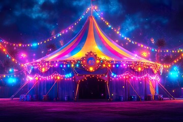 Vibrant Cartoon Circus Tent for Festive Celebrations and Entertainment